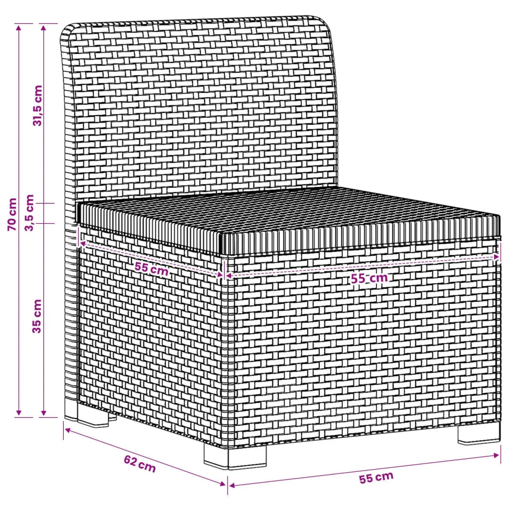 Divano da Giardino a 3 Posti in Aspetto Rattan PP Marrone 8011957
