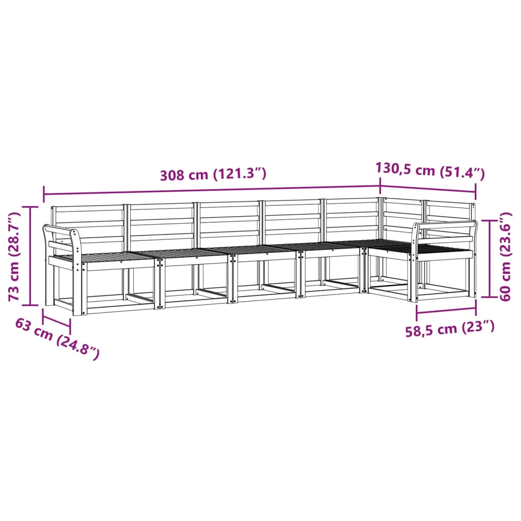 Set di divani da esterno 6 pcs Bianco Legno di Acacia Massello 3387698