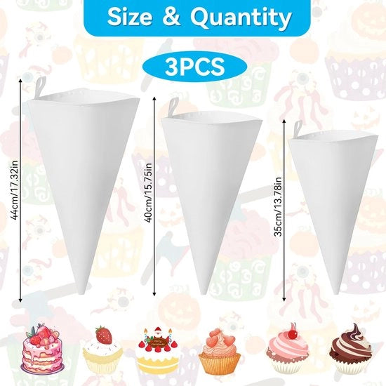 Sacca per spennellare con bocchette da spennellare - 3 pezzi riutilizzabili - 48 bocchette da spennellare - Decorazione per torte - Accessori da forno - Poliestere-lana, PEVA - Spennellatrice da forno