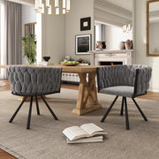 Set di 2 sedie da pranzo girevoli in velluto grigio con schienale ergonomico e struttura in acciaio
