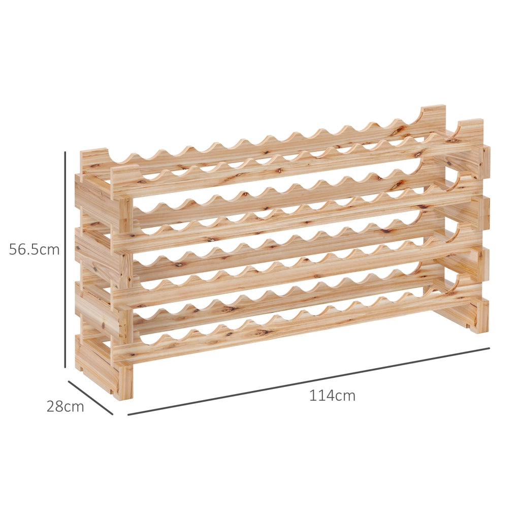Cantinetta Vino in Legno di Pino ¨C Xylo ¨C 48 Bottiglie, 4 Ripiani, 114x28x56.5 cm, Colore Naturale