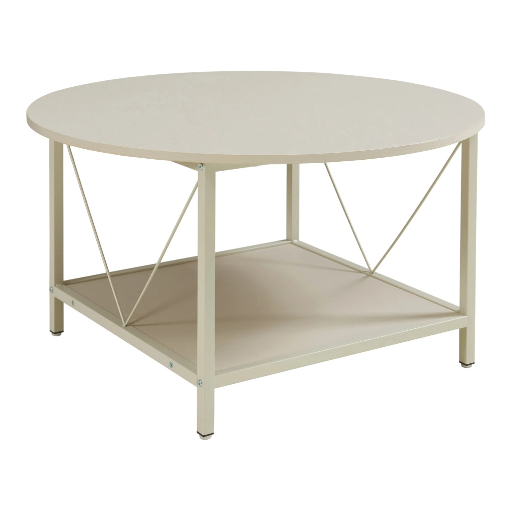 Tavolino da Caffè Filem con Piano Rotondo e Ripiano ØxA: 80 x 46 cm - Color Sabbia [en.casa]