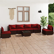 Set Divani da Giardino 7 pz con Cuscini in Polyrattan Marrone 3102219