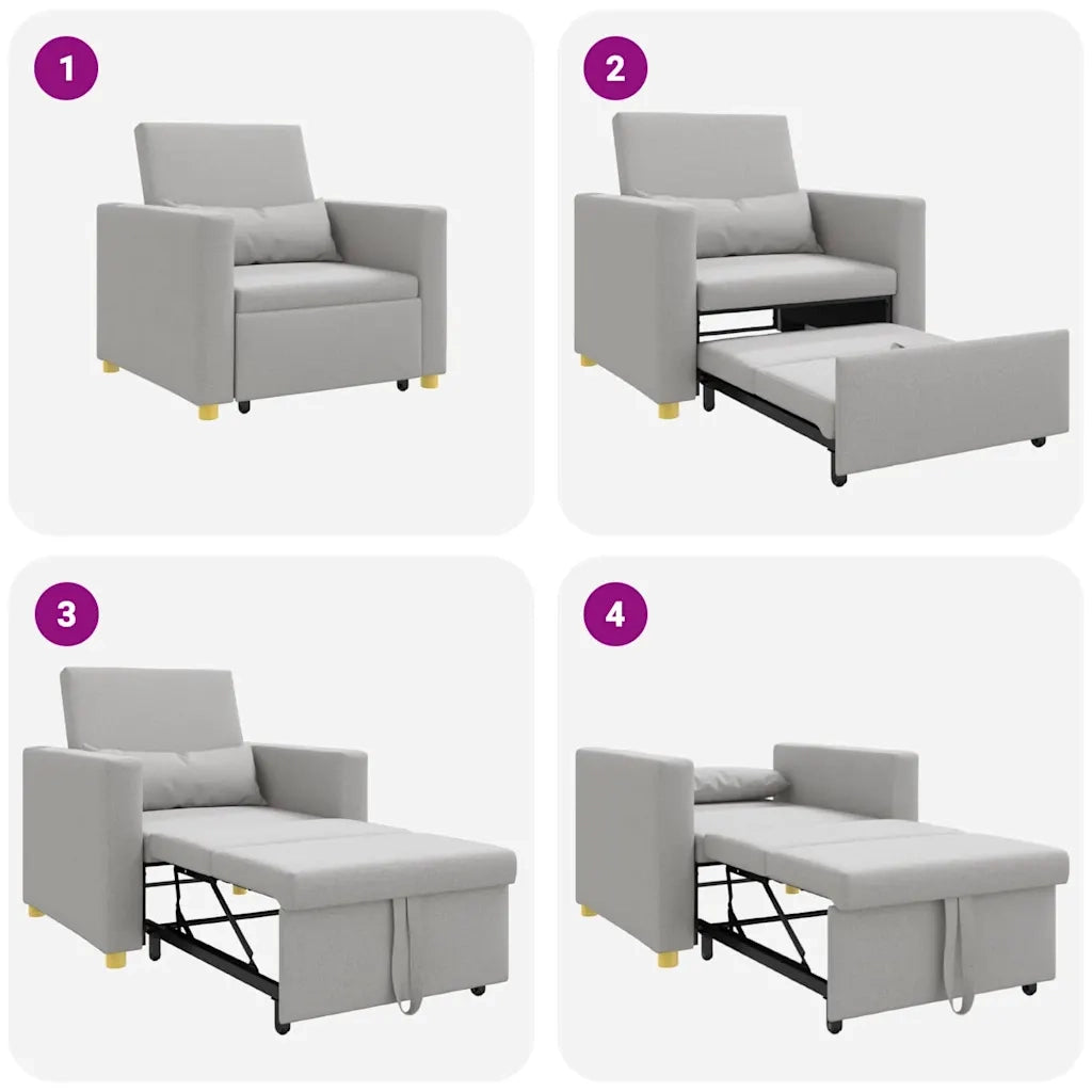 vidaXL Divano Letto Singolo Grigio nuvola 90 x 165 x 87 cm Tessuto
