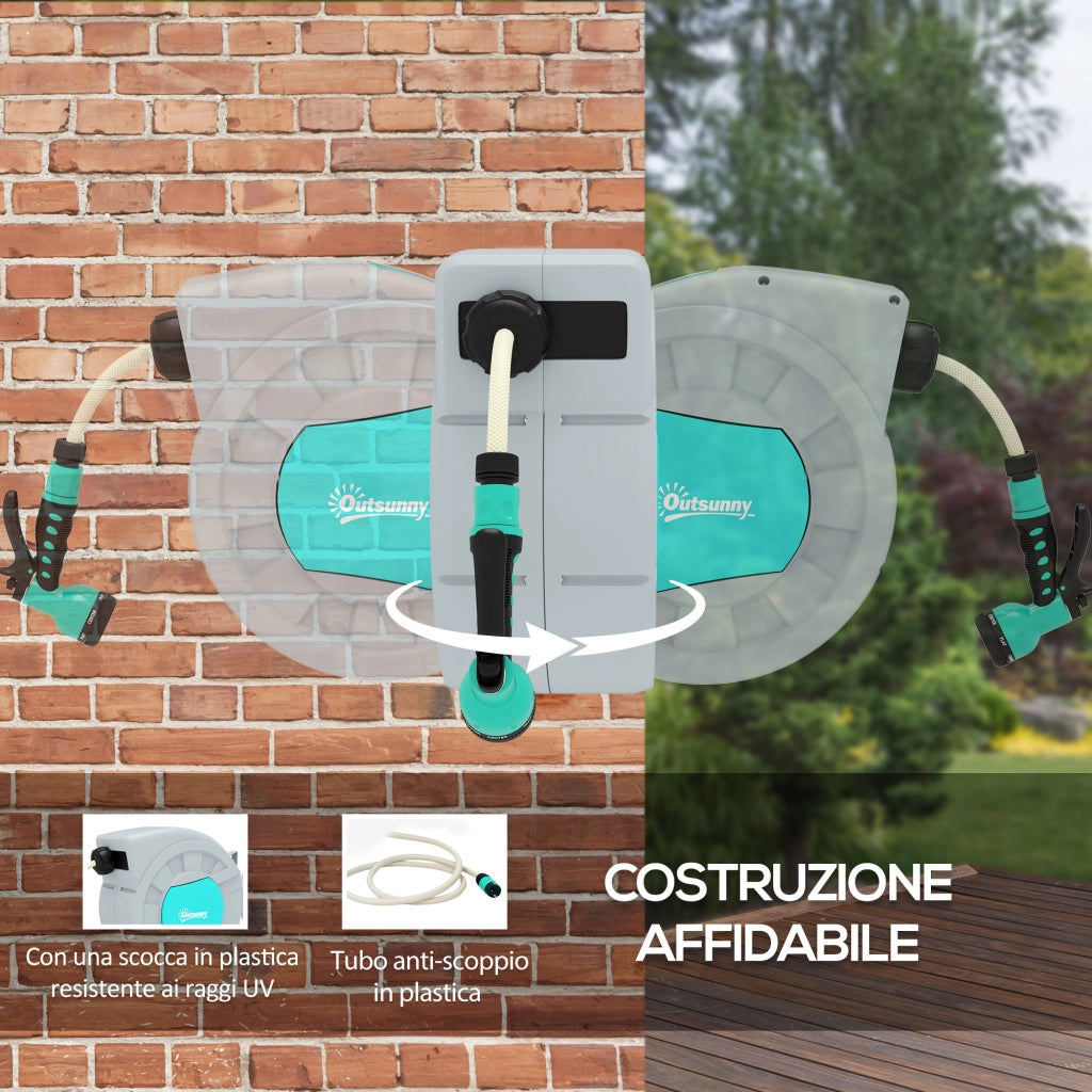 Avvolgitubo a Parete e Portatile ¨C zephmum ¨C Verde, 30+2 m, 7 Getti