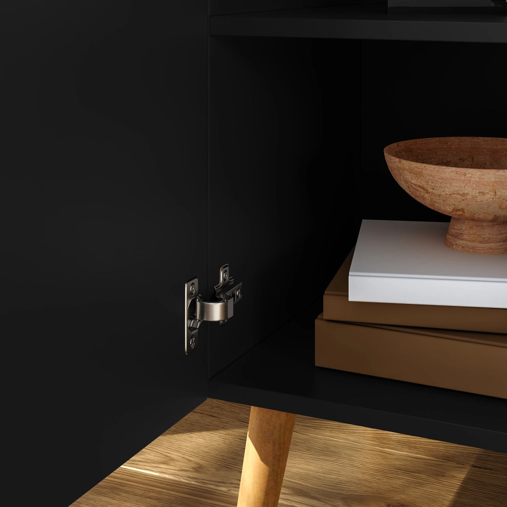 Credenza Nand Madia con 2 Ante Scanalate 120x40x76 cm Nero [en.casa]