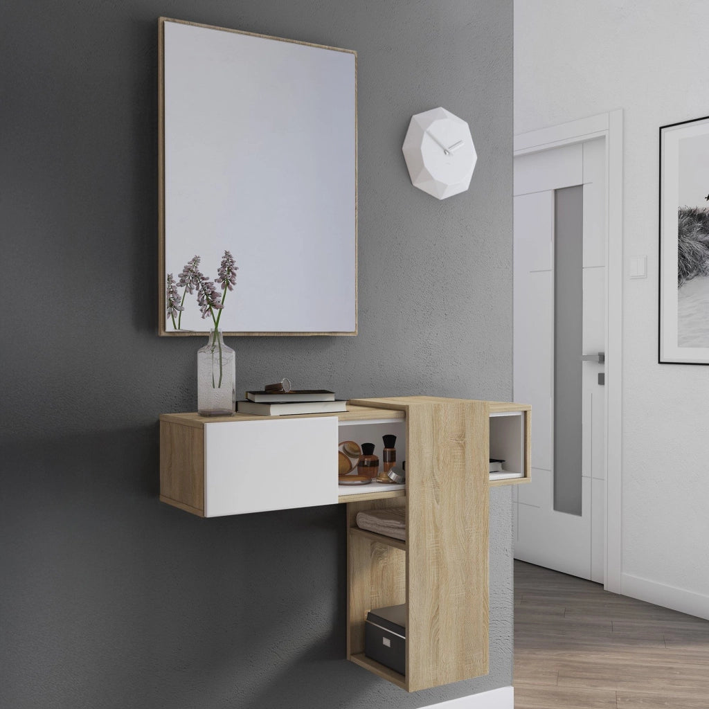 Daba, Mobile da Ingresso Specchio Incluso, 100x31.2x75h cm Marrone Rovere