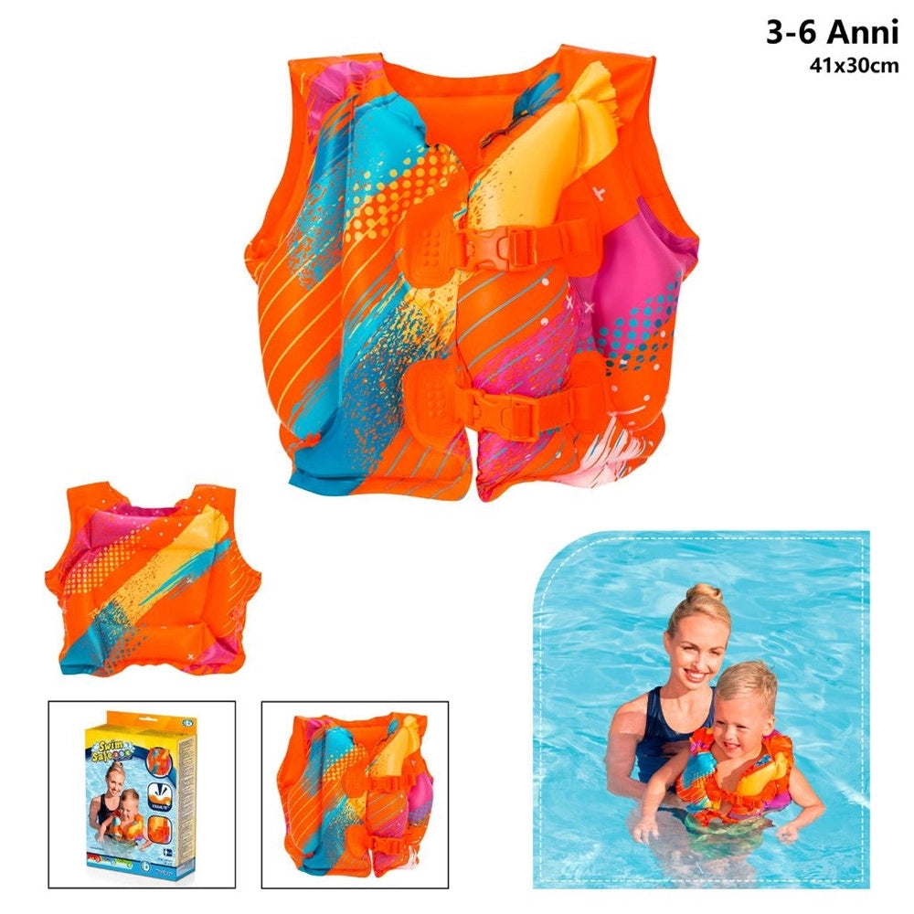 Trade Shop - Giubbino Salvagente Gonfiabile Giubbetto Colorify Toughlite 41x30cm Bambini 3-6 Anni 32272 -