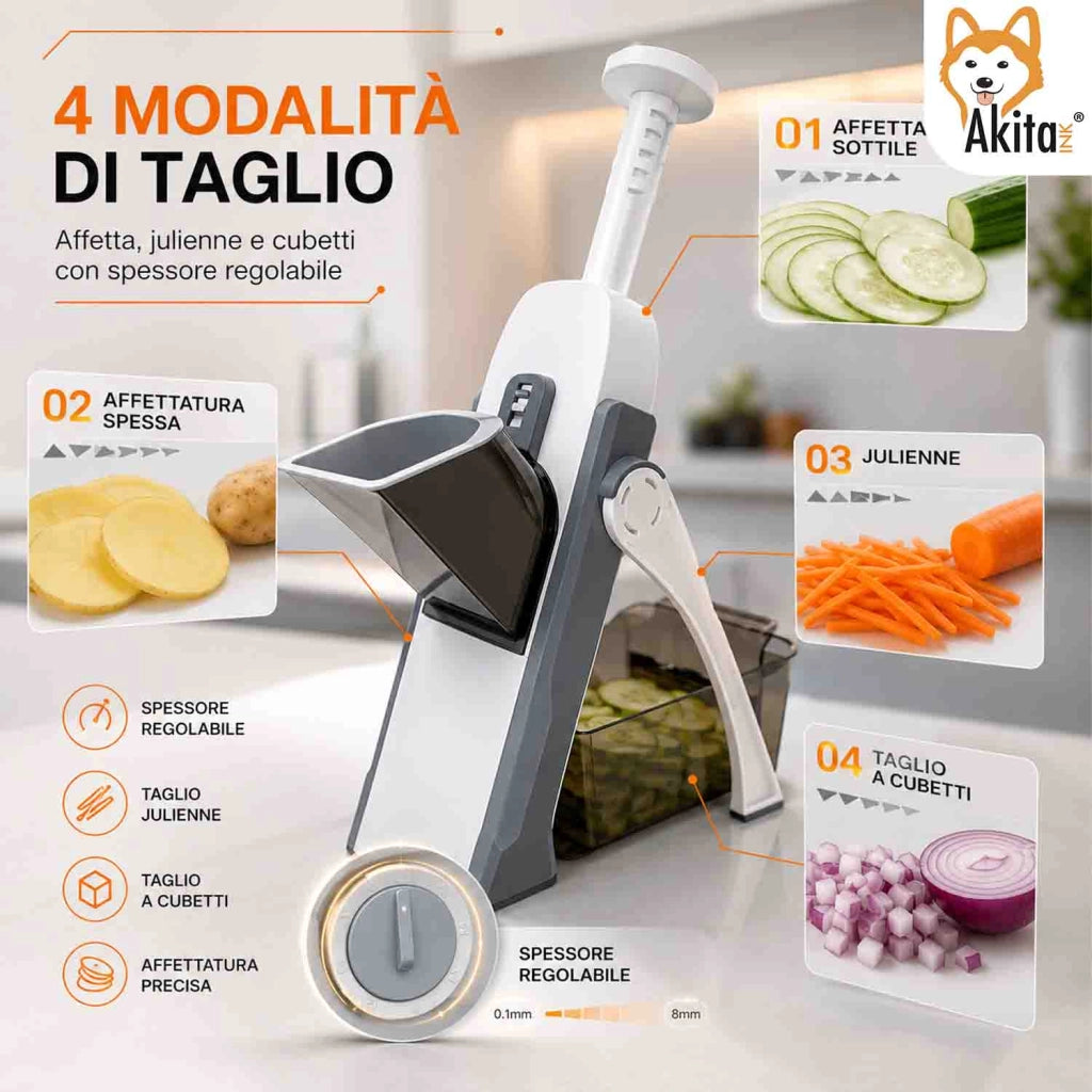 Akitaink Mandolina Verticale Multifunzione Regolabile