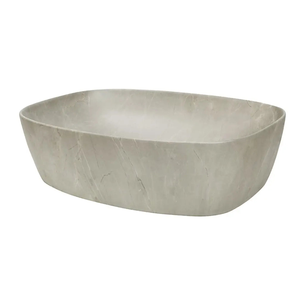 Lavabo da appoggio rettangolare 50,5x38,5 cm beige effetto pietra minerale