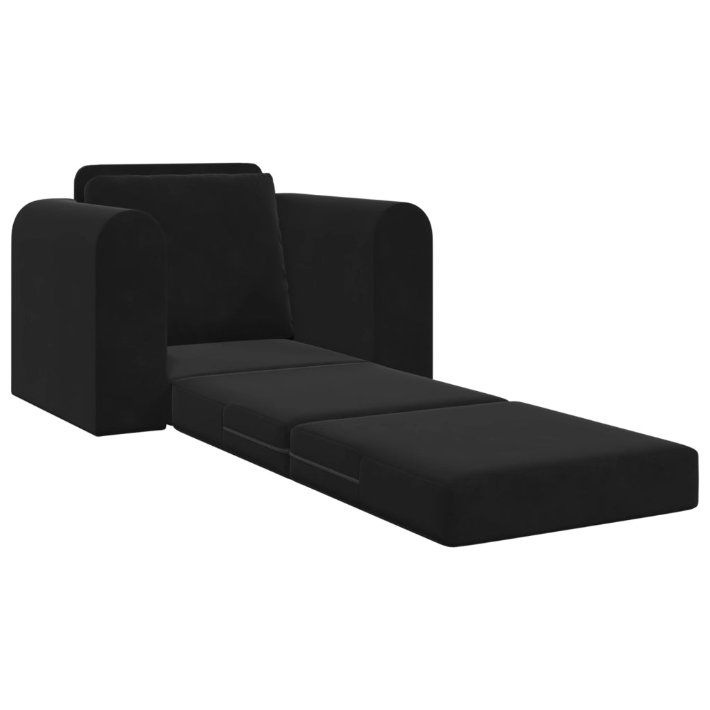 Divano Letto da Pavimento 2 in 1 Nero 98x71x83 cm in Velluto