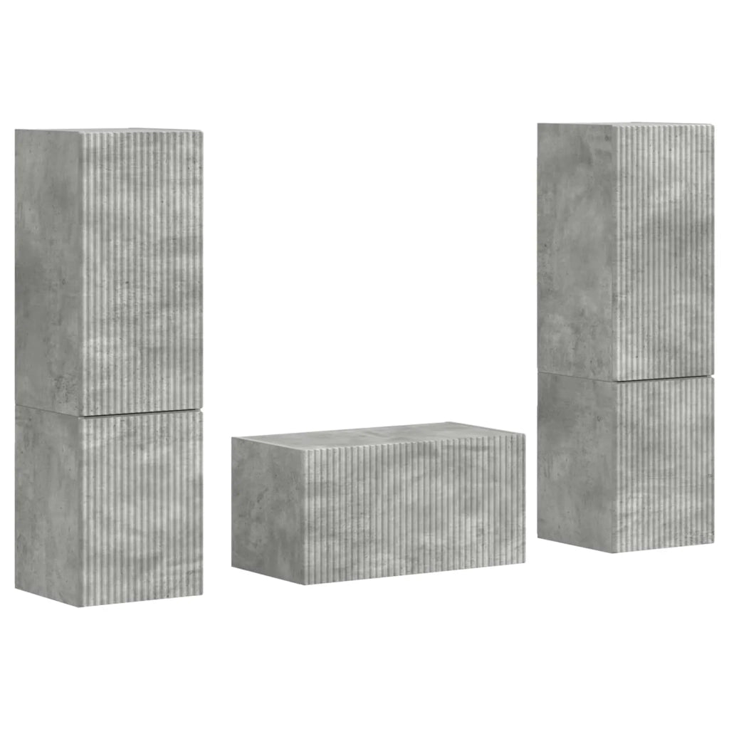 Set mobile TV 5 pz-Credenza per TV Grigio cemento Legno multistrato 760837