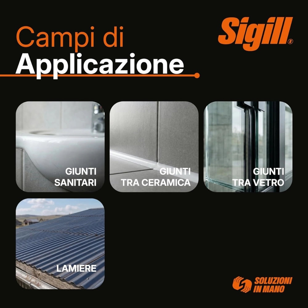 sigill silcoflex 450 sigillante monocomponente resistente alle muffe 280 ml *** colore- bianco, confezione 1