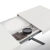 PAZZO DESIGN Tavolo Allungabile con Gambe Incrociate, Made in Italy, 160 x 90 x 74 cm, Bianco Frassinato con Gamba Nera