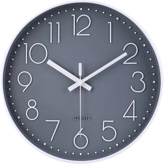 Orologio da parete analogico moderno da 20 cm con lanciatore di secondi senza ticchettio, decorazione per soggiorno, camera da bambini, cucina, ufficio (grigio)