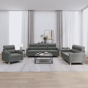 Set di Divani 3 pz con Cuscini Grigio Scuro in Tessuto