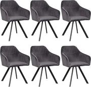 6X Sedie da Salotto con Braccioli Sgabello Grigio Scuro da Salone Cameretta Design Moderno 0260BY-6