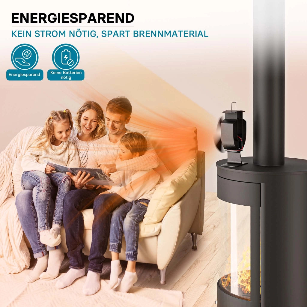 Ventilatore per stufa a legna camino, Ventola con 3 pale, 70-350 °C, funzionamento senza elettricità