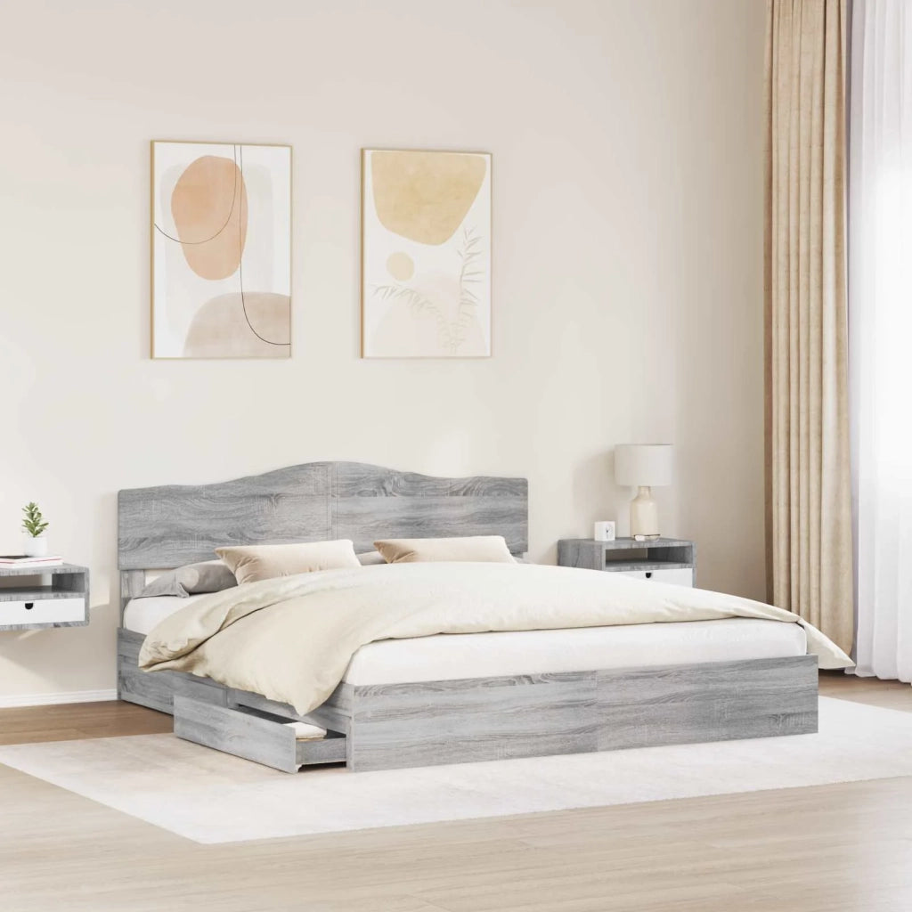 Letto con Contenitore con testiera Grigio Sonoma 180 x 200 cm