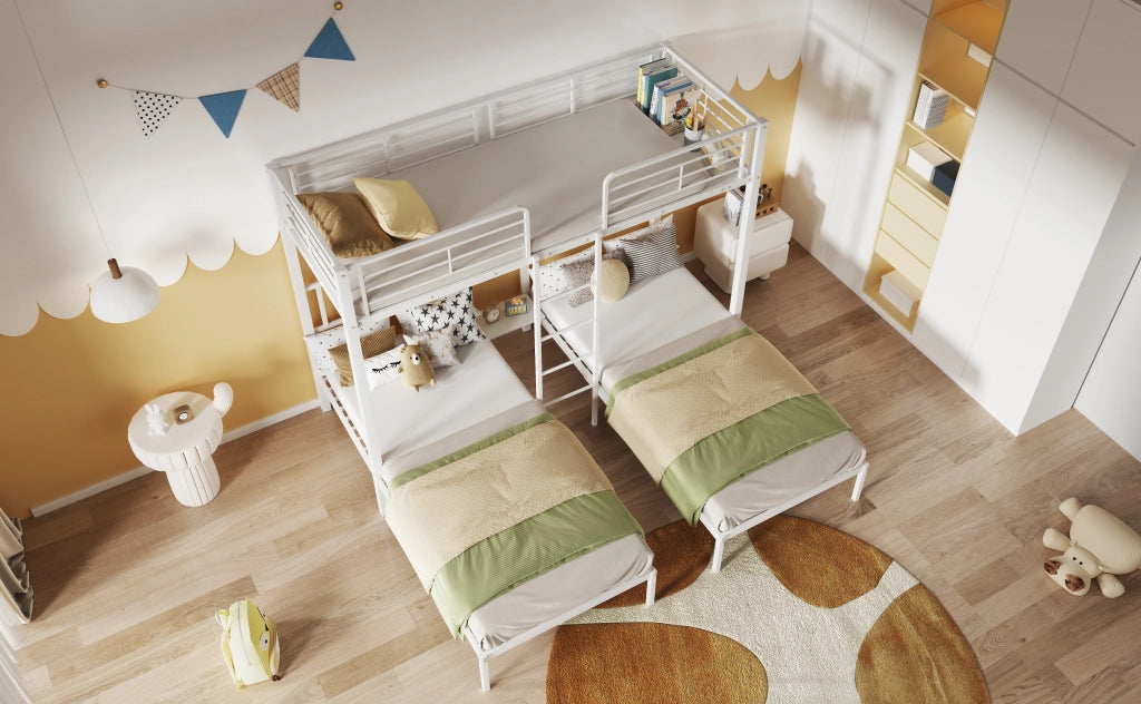Letto a castello triplo funzione ripiano metallo 90x200 cm