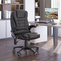 Sedia Poltrona Massaggiante da Ufficio 62x68x121 cm con Riscaldamento in Similpelle Nero