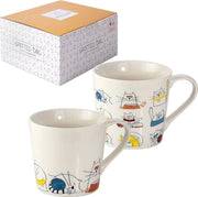 Set di 2 Sacchetti per Caffè e Tè con Tema di Gatto Cartone - Resistente a Lavastoviglie e Microonde 380 ml