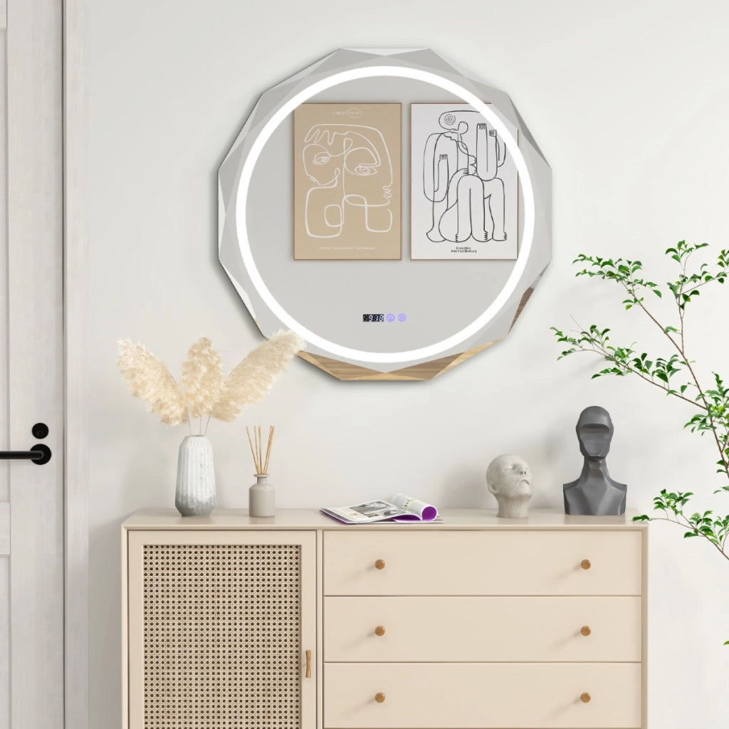 Specchio illuminato con temperatura di 3 colori continuamente regolabili, Specchio da bagno a LED