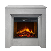 Camino Elettrico da Terra 96x35x96 cm Bellini in Legno Effetto Cemento