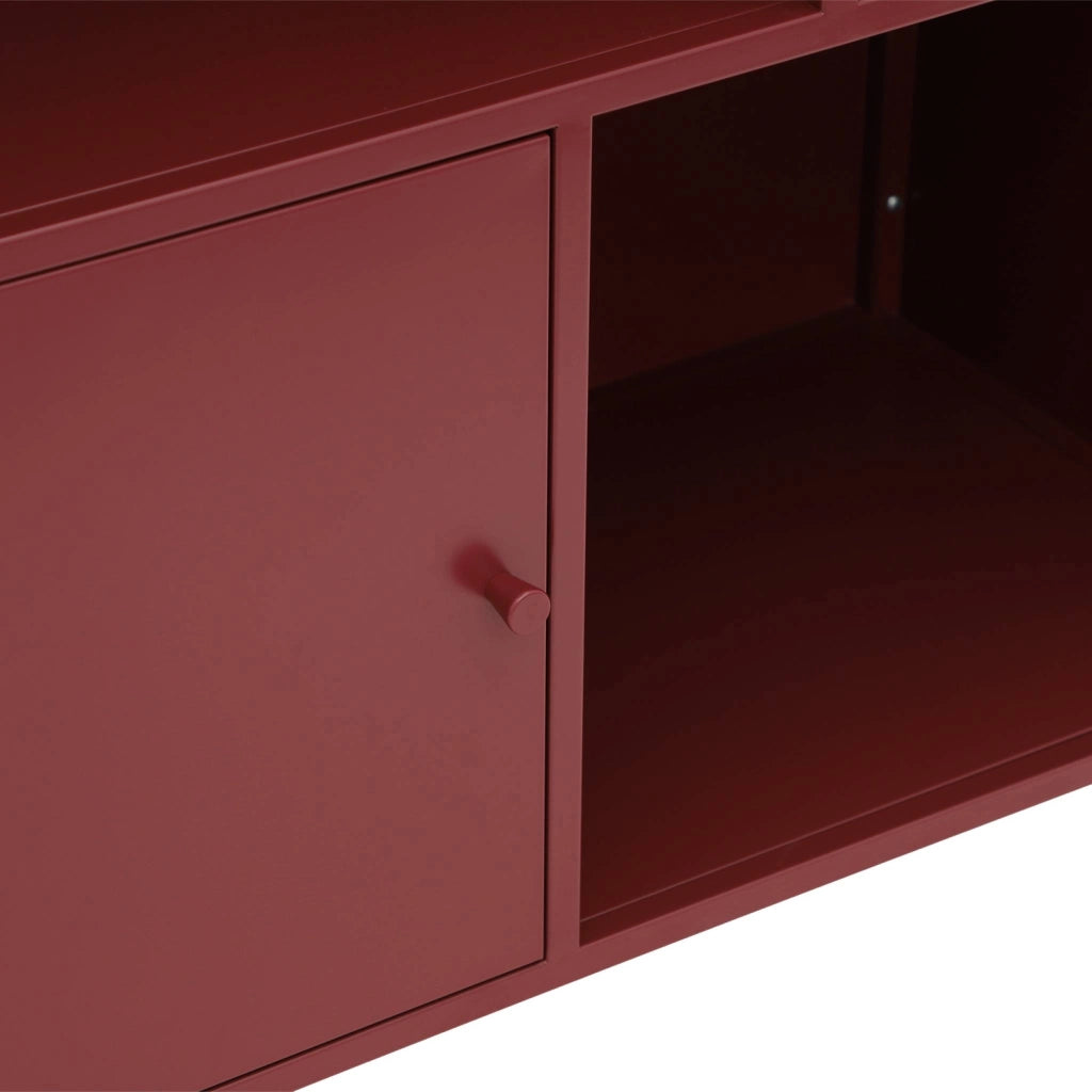 Credenza industriale in metallo con 6 scomparti, bordeaux