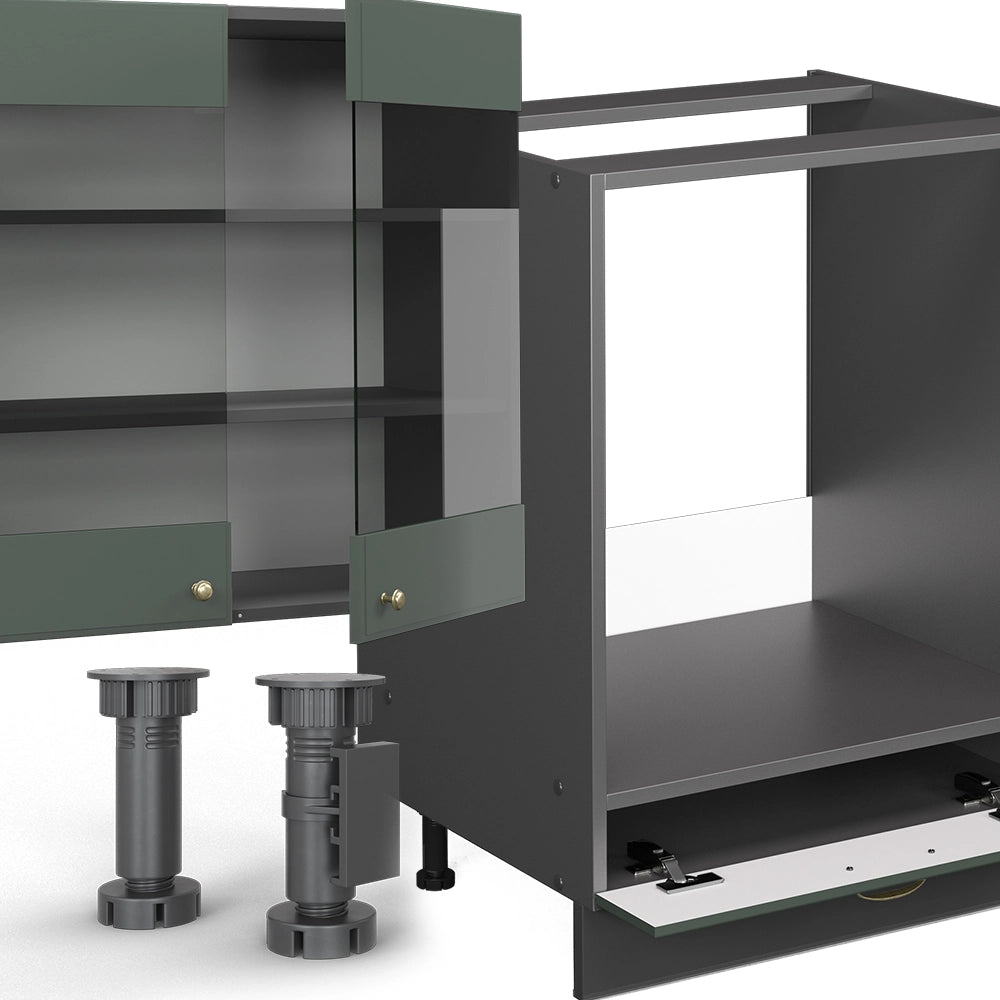 Cucina componibile Fame-Line Verde-oro rustico/Antracite 300 cm, PL Marmo Vicco