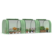 Serra da Giardino a Tunnel in Acciaio e Plastica PP con Porte Avvolgibili, 295x100x80 cm, Verde