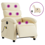 Poltrona Reclinabile Massaggiante | Sedia Relax Elettrica Crema in Tessuto