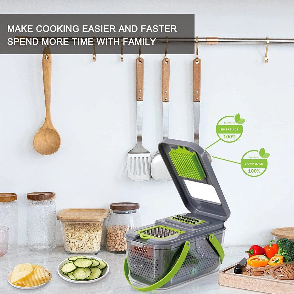 Trade Shop - Affettatrice Multitagliera Pialla Grattugia Tritatutto Verdure Mandolina 22 In 1 -