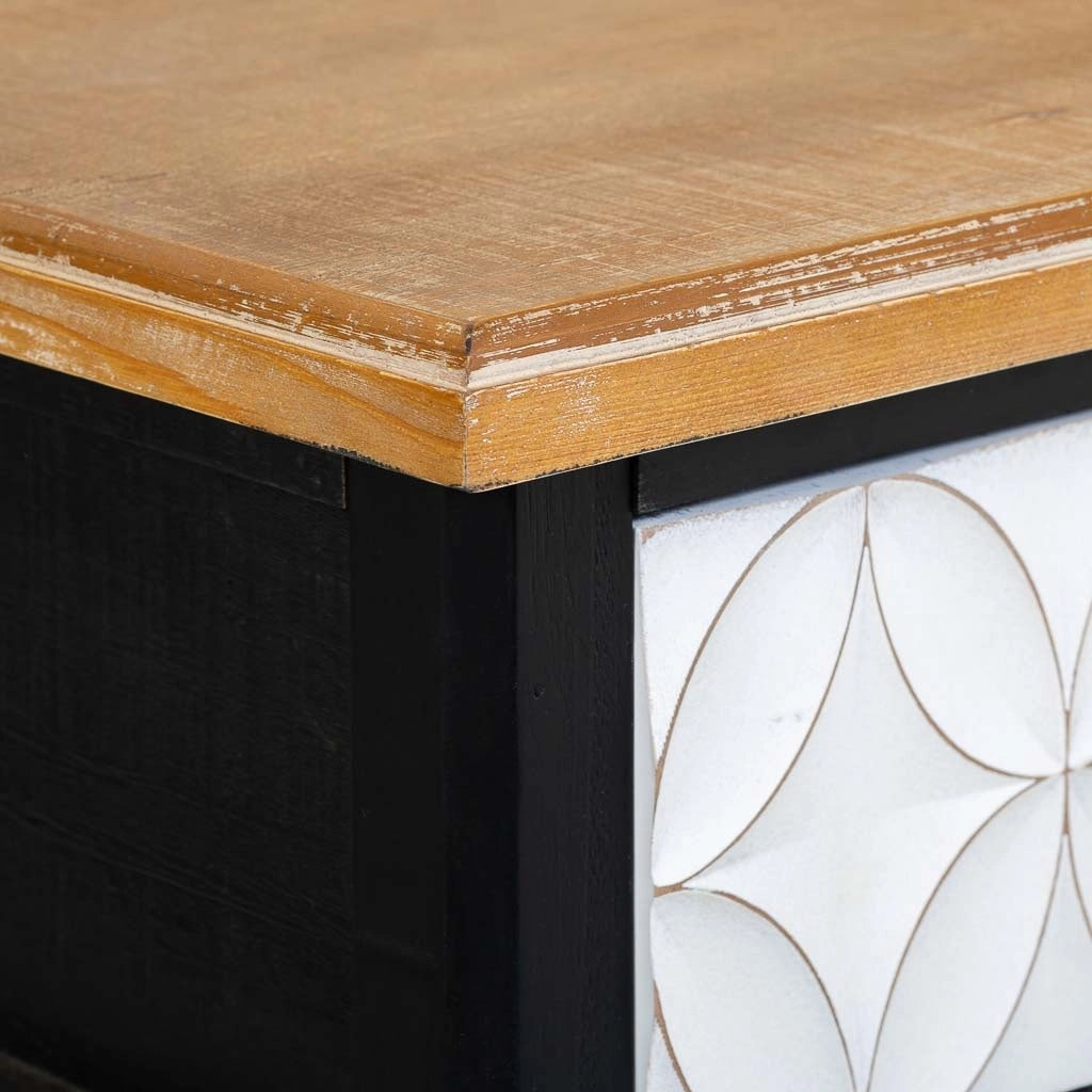 Comodino in legno con 2 cassetti e 1 ripiano 48x35x82