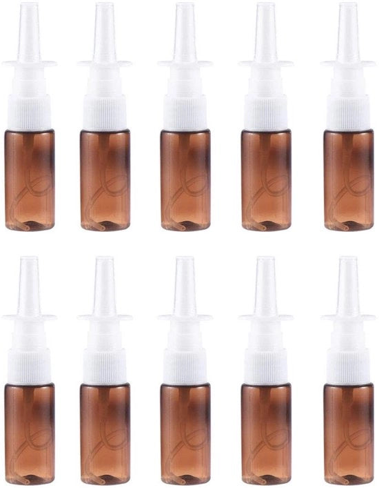Spruzzatore composto da 10 flaconi vuoti - Flacone spazzolabile da 15 ml - Flessa a vite regolabile - Materiale plastico - Compact - Senza liquido - Flacone spazzolabile