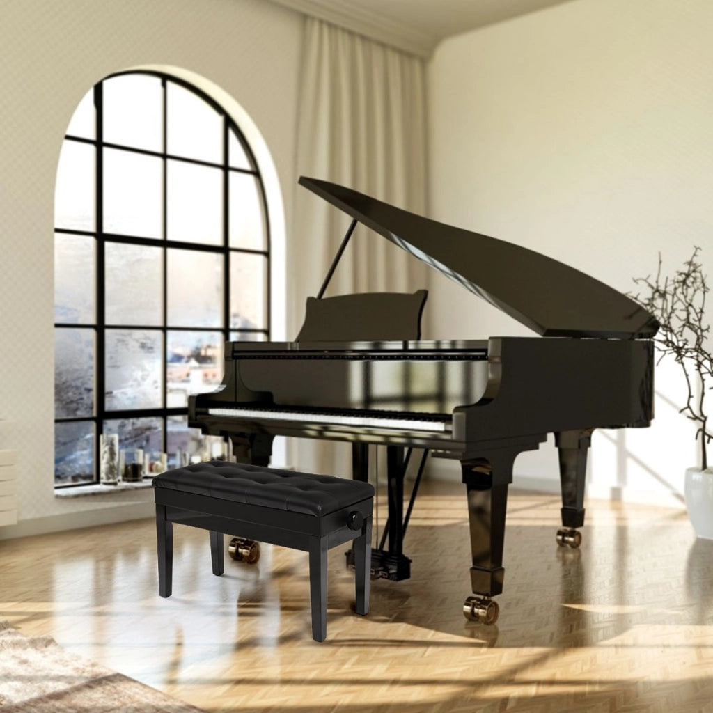 Panca per pianoforte imbottita regolabile in altezza Panchetta per pianoforte 74x34x48,5-56,5cm Nero-Tastiere elettriche