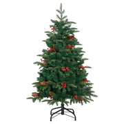 Albero Natale Artificiale Incernierato-Albero Natalizio con Pigne e Bacche 150cm