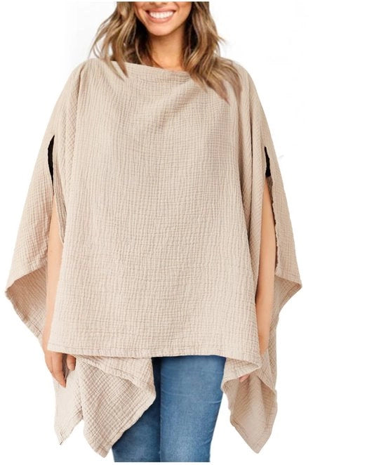 Voce per allattamento con copertura 360° di privacy, camicia di allattamento in cotone respirante, copertura per auto con funzionalità multipla (Khaki)