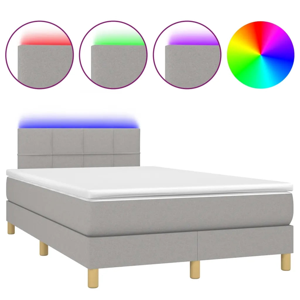 Letto a Molle Materasso e LED Grigio Chiaro 120x200 cm Tessuto 3133701