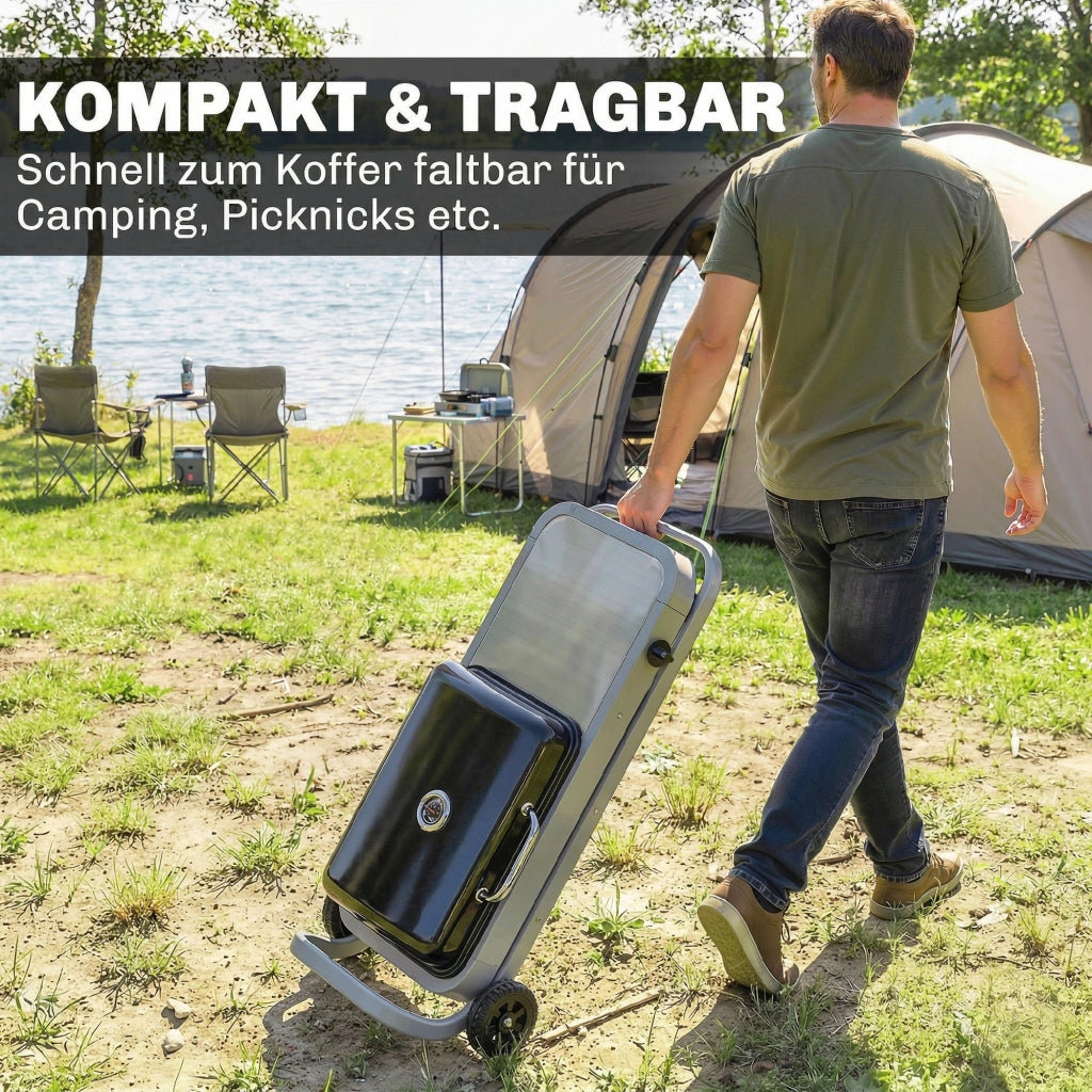 Barbecue a Gas Portatile 1 Bruciatore 2,5kW ¨C Xylo ¨C Griglia con Carrello Pieghevole Termometro