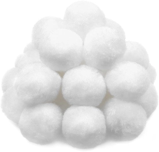 Decorazioni a Pompon 30 pezzi 5 cm - Bianco - Decorazioni per Festa - Pompon a Mano Fatto - Materiale Artigianale - Decorazioni a Mano Fatta con Pompon