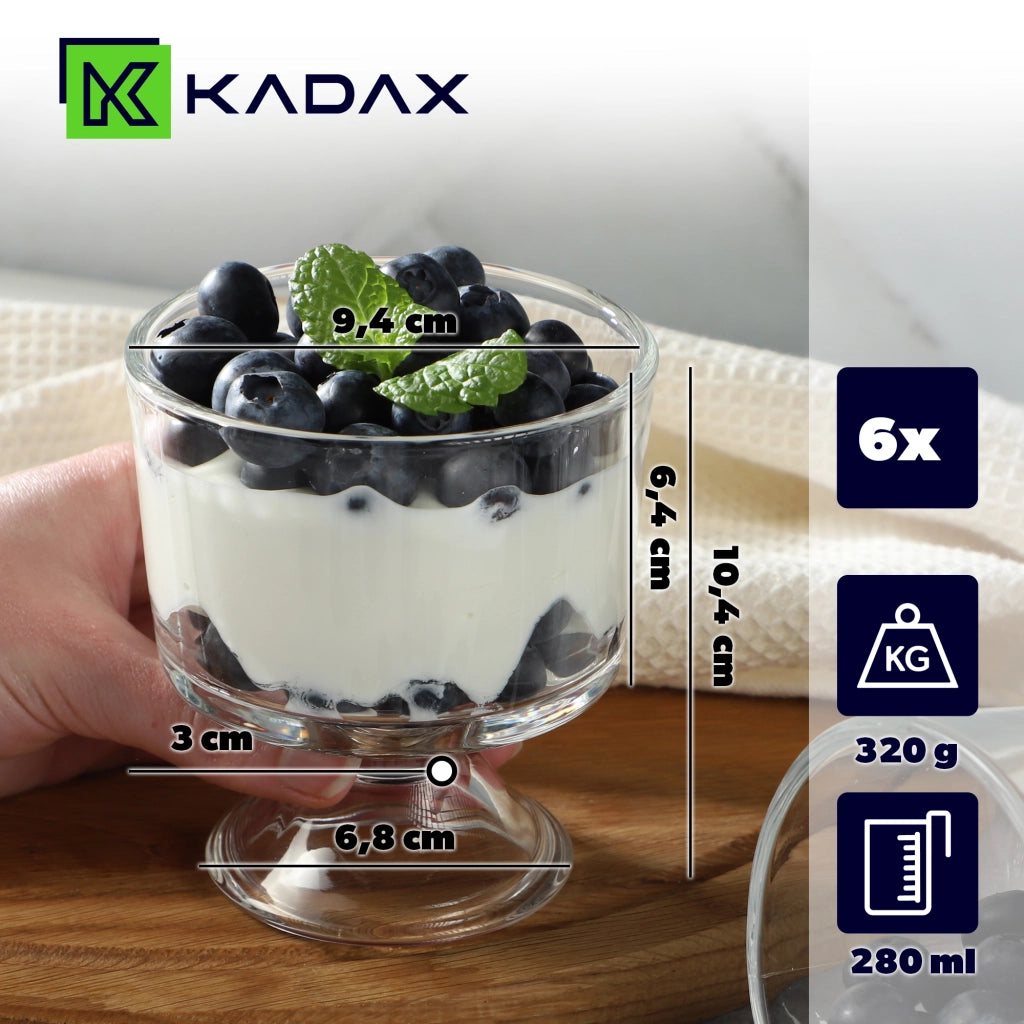 Set di 6 coppette da gelato in vetro KADAX da 290 ml.