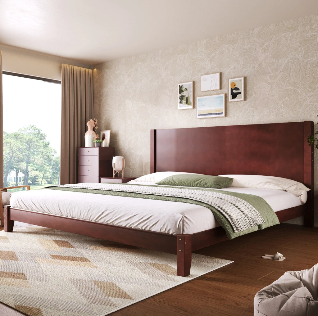 Letto matrimoniale 180x200 cm con testiera e rete a doghe marrone
