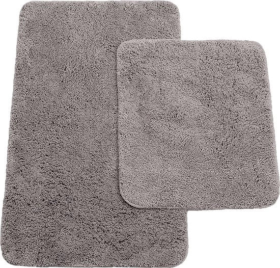 Set di tappeti da bagno da 2 pezzi, composto da tappeti da bagno di circa 50/80 cm e tappeto da wc di circa 45/50 cm - colore: antracite
