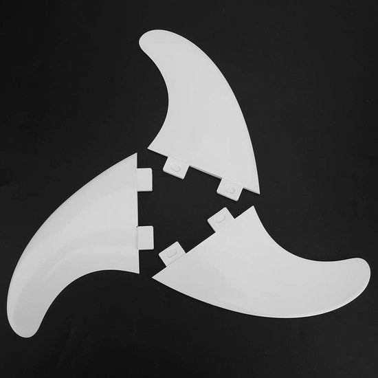 Set di 3 spoiler per tavola da surf - duraturo - FCS G5 - tavola da pedalare - tavola lunga - nero/bianco