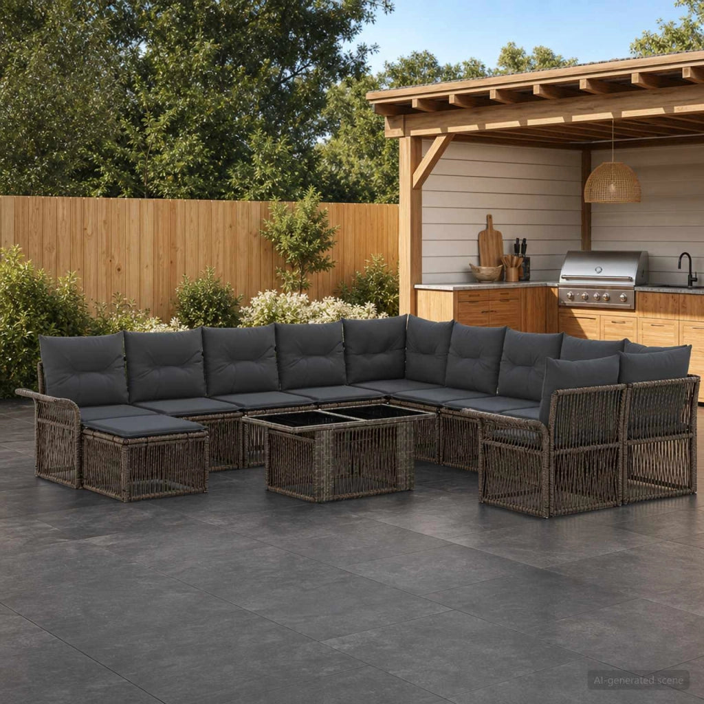 Set Divano da Giardino 12 pz Grigio e Grigio Scuro polyrattan 3436733