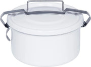 Scatola sigillante rotonda 14 CLASSIC WHITE - diametro 14 cm - capacità 1 litro - smalto con coperchio e vite - 9 cm altezza