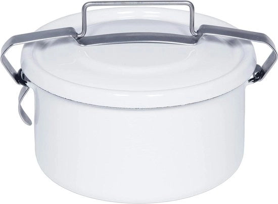 Scatola sigillante rotonda 14 CLASSIC WHITE - diametro 14 cm - capacità 1 litro - smalto con coperchio e vite - 9 cm altezza