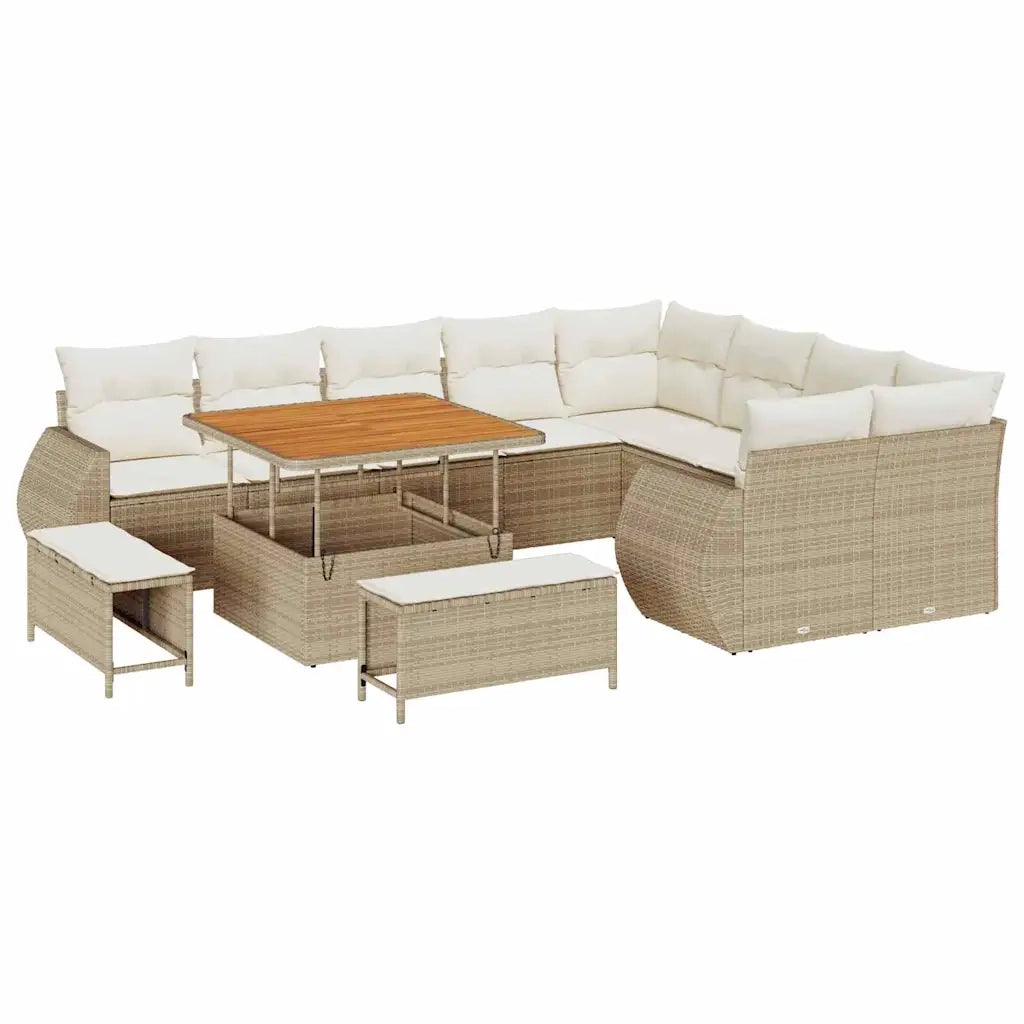 vidaXL Set Divano da Giardino 12 pcs beige e panna 100 x 100 x 71 cm
