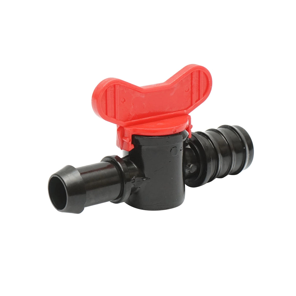 Rubinetto per tubo di gocciolamento D20x25mm per sistemi di irrigazione.